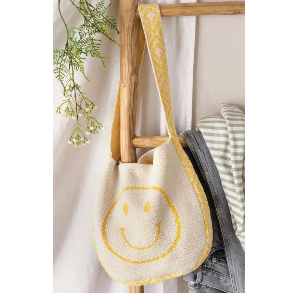 Bohemian Aztec Shoulder Smile Face Tote southwestern pool beach vacation bag - Picture 3 of 5